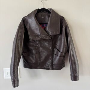 NWOT! MOTHER - The Count Chocula Faux Leather Jacket - Brown